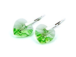 Silver 925 Earrings with Swarovski Crystals Hearts 14mm Peridot