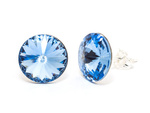 Silver 925 Earrings with Swarovski Rivoli 12mm Light Sapphire Crystals