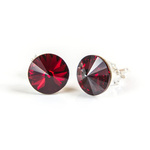 925 Silver Earrings with Swarovski Rivoli 8mm Siam Crystals
