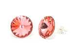 Sterling silver 925 Earrings with Swarovski Rivoli 12mm Rose Peach crystals