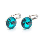Silver 925 earrings with Swarovski Rivoli 8mm Blue Zircon crystals