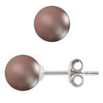 Kolczyki srebrne 925 z perłami Swarovski 10mm Velvet Brown