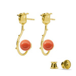 Silver 925 gold plated rose earrings with Swarovski pearls 8mm Coral