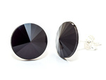 925 Silver Earrings with Swarovski Rivoli 12mm Jet Crystals