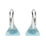 Silver 925 Swarovski Triangle 12mm Aquamarine Earrings