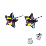 925 Silver Earrings with Swarovski Crystals Stars 10mm Vitrail Medium