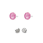 Silver 925 Earrings with Swarovski Rose 4.5mm Electric Pink Delite Crystals
