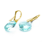Gold plated 925 silver earrings with Swarovski Octagon 14mm Antique Green crystals