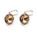 Silver 925 earrings with Swarovski Rivoli 8mm Light Colorado Topaz crystals