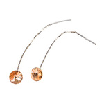 Silver Long Earrings with Swarovski Rivoli 8mm Light Peach Crystals