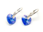 Silver 925 Earrings with Swarovski Crystals Hearts 10mm Sapphire AB