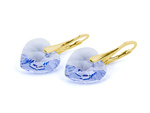Gold plated 925 silver earrings with Swarovski crystals Hearts 14mm Provence Lavender