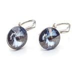 Silver 925 earrings with Swarovski Rivoli 8mm Blue Shade crystals