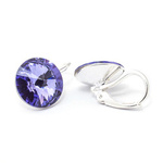 Silver 925 earrings with Swarovski Rivoli 12mm Tanzanite crystals