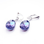 Silver 925 earrings with Swarovski crystals Almond 22mm Heliotrope