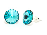 Silver 925 Earrings with Swarovski Rivoli 12mm Light Turquoise Crystals