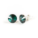 925 Silver Earrings with Swarovski Rivoli 8mm Emerald Crystals