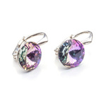 Silver 925 earrings with Swarovski Rivoli 8mm Vitrail Light crystals