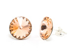 Srebrne 925 Kolczyki z kryształami Swarovski Rivoli 12mm Light Peach