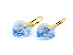 Gold plated 925 silver earrings with Swarovski crystals Hearts 14mm Light Sapphire