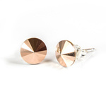 925 Silver Earrings with Swarovski Rivoli 8mm Rose Gold Crystals