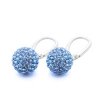 Srebrne Kolczyki 925 Kule Discoball 12mm z kryształami Light Sapphire