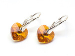 Silver 925 Earrings with Swarovski Crystals Hearts 10mm Topaz AB