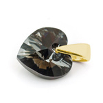 Sterling silver 925 gold plated pendant with Swarovski crystals Heart 10mm Silver Night