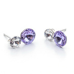 Srebrne Kolczyki 925 z kryształami Swarovski Rivoli 6/8mm Crystal + Violet