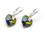 Silver 925 Earrings with Swarovski Crystals Hearts 10mm Vitrail Medium