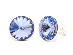 925 Silver Earrings with Swarovski Rivoli 12mm Provence Lavender Crystals