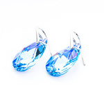 Silver 925 earrings with Swarovski crystals Almonds 22mm Aquamarine AB