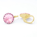 Earrings gilded 925 silver with Swarovski Rivoli 12mm Light Rose crystals