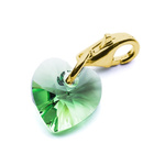 Charms pendant for bracelet silver 925 gold plated with Swarovski crystals Heart 10mm Peridot
