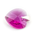 925 silver pendant with Swarovski crystals Heart 14mm Fuchsia