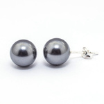 925 Silver Earrings with Swarovski Elements 10mm Dark Grey Pearls