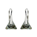 Silver 925 Swarovski Triangle 12mm Silver Night Earrings