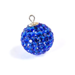 Pendant sterling silver 925 DiscoBall Shamballa Ball 10mm Sapphire