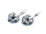 Silver 925 Earrings with Swarovski Crystals Hearts 14mm Crystal CAL