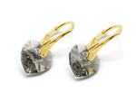 Gold plated 925 silver earrings with Swarovski crystals Hearts 10mm Black Diamond