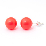 925 Silver Earrings with Swarovski Elements 10mm Neon Red Pearls