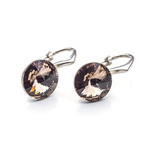 Silver 925 earrings with Swarovski Rivoli 8mm Greige crystals