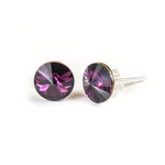 925 Silver Earrings with Swarovski Rivoli 8mm Amethyst Crystals