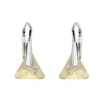 Silver 925 Swarovski Triangle 12mm Golden Shadow Earrings
