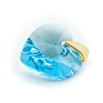 Sterling silver 925 gold plated pendant with Swarovski crystals Heart 14mm Aquamarine