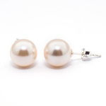 925 Silver Earrings with Swarovski Elements 10mm Cream Rose Pearls