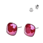 Silver 925 Earrings with Swarovski Square 10mm Dark Red Crystals