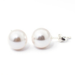 925 Silver Earrings with Swarovski Elements 10mm White Pearls