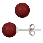 Kolczyki srebrne 925 z perłami Swarovski 10mm Red Coral