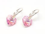 Silver 925 Earrings with Swarovski Crystals Hearts 10mm Light Rose AB